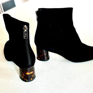 AGL Nero-Tartaruga black suede booties, 38.5 (size 8)